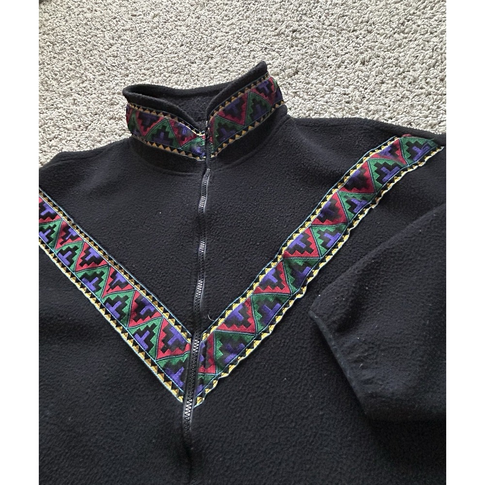 Authentic 90's/2000's Men's Aztec Design Full Zip Pullover Fleece Jacket Size XL